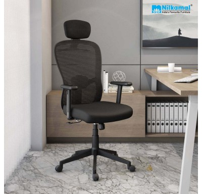 Alba High Back Chair Mesh Fabric - Black